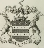 An illustration from The peerage of England : containing a genealogical and historical account of all the peers of England ... : collected from records, old wills, authentick manuscripts, our most approv'd historians, and other authorities (1735)