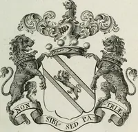 An illustration from The peerage of England : containing a genealogical and historical account of all the peers of England ... : collected from records, old wills, authentick manuscripts, our most approv'd historians, and other authorities (1735)