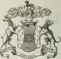 An illustration from The peerage of England : containing a genealogical and historical account of all the peers of England ... : collected from records, old wills, authentick manuscripts, our most approv'd historians, and other authorities (1735)