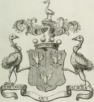 An illustration from The peerage of England : containing a genealogical and historical account of all the peers of England ... : collected from records, old wills, authentick manuscripts, our most approv'd historians, and other authorities (1735)