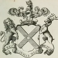 An illustration from The peerage of England : containing a genealogical and historical account of all the peers of England ... : collected from records, old wills, authentick manuscripts, our most approv'd historians, and other authorities (1735)