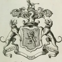 An illustration from The peerage of England : containing a genealogical and historical account of all the peers of England ... : collected from records, old wills, authentick manuscripts, our most approv'd historians, and other authorities (1735)
