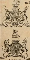 An illustration from The peerage of Scotland : a complete view of the several orders of nobility, of that ancient kingdom; their descents, marriages, issue, and relations; their creations, armorial bearings, crests, supporters, mottos, chief seats, and the high offices they possess ... together with a list of the sixteen peers, from the union to 1767 ... (1767)