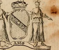 An illustration from The peerage of Scotland : a complete view of the several orders of nobility, of that ancient kingdom; their descents, marriages, issue, and relations; their creations, armorial bearings, crests, supporters, mottos, chief seats, and the high offices they possess ... together with a list of the sixteen peers, from the union to 1767 ... (1767)