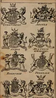 An illustration from The peerage of Scotland : a complete view of the several orders of nobility, of that ancient kingdom; their descents, marriages, issue, and relations; their creations, armorial bearings, crests, supporters, mottos, chief seats, and the high offices they possess ... together with a list of the sixteen peers, from the union to 1767 ... (1767)