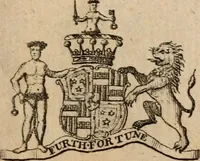 An illustration from The peerage of Scotland : a complete view of the several orders of nobility, of that ancient kingdom; their descents, marriages, issue, and relations; their creations, armorial bearings, crests, supporters, mottos, chief seats, and the high offices they possess ... together with a list of the sixteen peers, from the union to 1767 ... (1767)