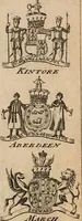 An illustration from The peerage of Scotland : a complete view of the several orders of nobility, of that ancient kingdom; their descents, marriages, issue, and relations; their creations, armorial bearings, crests, supporters, mottos, chief seats, and the high offices they possess ... together with a list of the sixteen peers, from the union to 1767 ... (1767)