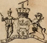 An illustration from The peerage of Scotland : a complete view of the several orders of nobility, of that ancient kingdom; their descents, marriages, issue, and relations; their creations, armorial bearings, crests, supporters, mottos, chief seats, and the high offices they possess ... together with a list of the sixteen peers, from the union to 1767 ... (1767)