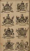 An illustration from The peerage of Scotland : a complete view of the several orders of nobility, of that ancient kingdom; their descents, marriages, issue, and relations; their creations, armorial bearings, crests, supporters, mottos, chief seats, and the high offices they possess ... together with a list of the sixteen peers, from the union to 1767 ... (1767)
