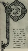An illustration from Peintures et initiales de la première [et seconde] Bible de Charles le Chauve (1911)
