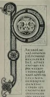 An illustration from Peintures et initiales de la première [et seconde] Bible de Charles le Chauve (1911)