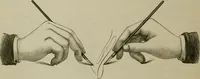 An illustration from The penman's hand-book : for penmen and students, embracing a history of writing ... many complete alphabets ... ; Also, Chapters on teaching penmanship, business letter writing, off-hand flourishing ... etc. (1883)