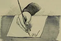 An illustration from The penman's hand-book : for penmen and students, embracing a history of writing ... many complete alphabets ... ; Also, Chapters on teaching penmanship, business letter writing, off-hand flourishing ... etc. (1883)