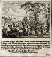 An illustration from Persianischer Rosenthal : in welchem viel lustige Historien scharffsinnige Reden und nützliche Regeln vor 400. Jahren von einem sinnreichen Poeten Schich Saadi in Persischer Sprach beschrieben (1654)