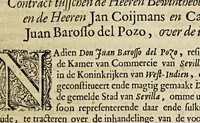 Picture 3 of 3 from Pertinent en waarachtig verhaal van alle de handelingen en directie van Pedro Van Belle, : ontrent den slavenhandel, ofte, het Assiento de Negros, eerst door D. Juan Barosso y Posso, bij zijn overlijden door D. Nicolas Porsio, en daar na door Balthasar Coijmans met den Koning van Spangien aangegaan, zoo in Spangien, de West-Indijes, als op Curaço: dienende tot onderrichtinge van alle die gene, die bij het voorsz. Assiento, ofte de Compagnie van Coijmans en Van Belle tot Cadix, eenigsints zouden mogen wezen geinteresseert (1689), leaf 131