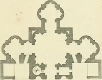 An illustration from Petit uvre d'architecture de Jean Marot, architecte et graveur, ou, Recueil des plans, elevations & coupes de divers anciens edifices de Paris, & de la sépulture des Valois, à S. Denis, avec diverses suites de tombeaux, epitaphes, chapelles, retables d'autels, tabernacles, portes cocheres & autres, &c. & plusieurs petits temples dans le goût antique, qui n'ont jamais paru (1764)