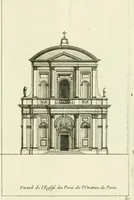 An illustration from Petit uvre d'architecture de Jean Marot, architecte et graveur, ou, Recueil des plans, elevations & coupes de divers anciens edifices de Paris, & de la sépulture des Valois, à S. Denis, avec diverses suites de tombeaux, epitaphes, chapelles, retables d'autels, tabernacles, portes cocheres & autres, &c. & plusieurs petits temples dans le goût antique, qui n'ont jamais paru (1764)