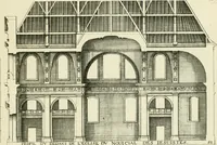 An illustration from Petit uvre d'architecture de Jean Marot, architecte et graveur, ou, Recueil des plans, elevations & coupes de divers anciens edifices de Paris, & de la sépulture des Valois, à S. Denis, avec diverses suites de tombeaux, epitaphes, chapelles, retables d'autels, tabernacles, portes cocheres & autres, &c. & plusieurs petits temples dans le goût antique, qui n'ont jamais paru (1764)