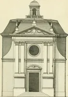 An illustration from Petit uvre d'architecture de Jean Marot, architecte et graveur, ou, Recueil des plans, elevations & coupes de divers anciens edifices de Paris, & de la sépulture des Valois, à S. Denis, avec diverses suites de tombeaux, epitaphes, chapelles, retables d'autels, tabernacles, portes cocheres & autres, &c. & plusieurs petits temples dans le goût antique, qui n'ont jamais paru (1764)