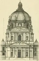 An illustration from Petit uvre d'architecture de Jean Marot, architecte et graveur, ou, Recueil des plans, elevations & coupes de divers anciens edifices de Paris, & de la sépulture des Valois, à S. Denis, avec diverses suites de tombeaux, epitaphes, chapelles, retables d'autels, tabernacles, portes cocheres & autres, &c. & plusieurs petits temples dans le goût antique, qui n'ont jamais paru (1764)