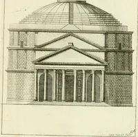 An illustration from Petit uvre d'architecture de Jean Marot, architecte et graveur, ou, Recueil des plans, elevations & coupes de divers anciens edifices de Paris, & de la sépulture des Valois, à S. Denis, avec diverses suites de tombeaux, epitaphes, chapelles, retables d'autels, tabernacles, portes cocheres & autres, &c. & plusieurs petits temples dans le goût antique, qui n'ont jamais paru (1764)