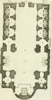 An illustration from Petit uvre d'architecture de Jean Marot, architecte et graveur, ou, Recueil des plans, elevations & coupes de divers anciens edifices de Paris, & de la sépulture des Valois, à S. Denis, avec diverses suites de tombeaux, epitaphes, chapelles, retables d'autels, tabernacles, portes cocheres & autres, &c. & plusieurs petits temples dans le goût antique, qui n'ont jamais paru (1764)