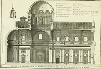An illustration from Petit uvre d'architecture de Jean Marot, architecte et graveur, ou, Recueil des plans, elevations & coupes de divers anciens edifices de Paris, & de la sépulture des Valois, à S. Denis, avec diverses suites de tombeaux, epitaphes, chapelles, retables d'autels, tabernacles, portes cocheres & autres, &c. & plusieurs petits temples dans le goût antique, qui n'ont jamais paru (1764)