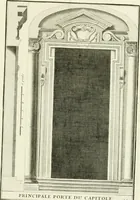 An illustration from Petit uvre d'architecture de Jean Marot, architecte et graveur, ou, Recueil des plans, elevations & coupes de divers anciens edifices de Paris, & de la sépulture des Valois, à S. Denis, avec diverses suites de tombeaux, epitaphes, chapelles, retables d'autels, tabernacles, portes cocheres & autres, &c. & plusieurs petits temples dans le goût antique, qui n'ont jamais paru (1764)