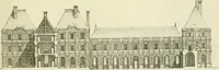 An illustration from Petit uvre d'architecture de Jean Marot, architecte et graveur, ou, Recueil des plans, elevations & coupes de divers anciens edifices de Paris, & de la sépulture des Valois, à S. Denis, avec diverses suites de tombeaux, epitaphes, chapelles, retables d'autels, tabernacles, portes cocheres & autres, &c. & plusieurs petits temples dans le goût antique, qui n'ont jamais paru (1764)