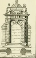 An illustration from Petit uvre d'architecture de Jean Marot, architecte et graveur, ou, Recueil des plans, elevations & coupes de divers anciens edifices de Paris, & de la sépulture des Valois, à S. Denis, avec diverses suites de tombeaux, epitaphes, chapelles, retables d'autels, tabernacles, portes cocheres & autres, &c. & plusieurs petits temples dans le goût antique, qui n'ont jamais paru (1764)