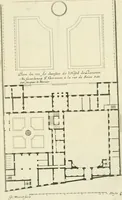 An illustration from Petit uvre d'architecture de Jean Marot, architecte et graveur, ou, Recueil des plans, elevations & coupes de divers anciens edifices de Paris, & de la sépulture des Valois, à S. Denis, avec diverses suites de tombeaux, epitaphes, chapelles, retables d'autels, tabernacles, portes cocheres & autres, &c. & plusieurs petits temples dans le goût antique, qui n'ont jamais paru (1764)