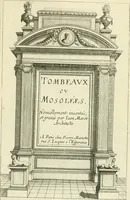 An illustration from Petit uvre d'architecture de Jean Marot, architecte et graveur, ou, Recueil des plans, elevations & coupes de divers anciens edifices de Paris, & de la sépulture des Valois, à S. Denis, avec diverses suites de tombeaux, epitaphes, chapelles, retables d'autels, tabernacles, portes cocheres & autres, &c. & plusieurs petits temples dans le goût antique, qui n'ont jamais paru (1764)