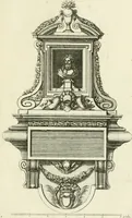 An illustration from Petit uvre d'architecture de Jean Marot, architecte et graveur, ou, Recueil des plans, elevations & coupes de divers anciens edifices de Paris, & de la sépulture des Valois, à S. Denis, avec diverses suites de tombeaux, epitaphes, chapelles, retables d'autels, tabernacles, portes cocheres & autres, &c. & plusieurs petits temples dans le goût antique, qui n'ont jamais paru (1764)