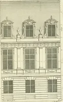An illustration from Petit uvre d'architecture de Jean Marot, architecte et graveur, ou, Recueil des plans, elevations & coupes de divers anciens edifices de Paris, & de la sépulture des Valois, à S. Denis, avec diverses suites de tombeaux, epitaphes, chapelles, retables d'autels, tabernacles, portes cocheres & autres, &c. & plusieurs petits temples dans le goût antique, qui n'ont jamais paru (1764)
