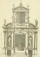 An illustration from Petit uvre d'architecture de Jean Marot, architecte et graveur, ou, Recueil des plans, elevations & coupes de divers anciens edifices de Paris, & de la sépulture des Valois, à S. Denis, avec diverses suites de tombeaux, epitaphes, chapelles, retables d'autels, tabernacles, portes cocheres & autres, &c. & plusieurs petits temples dans le goût antique, qui n'ont jamais paru (1764)