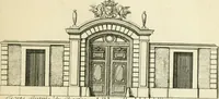 An illustration from Petit uvre d'architecture de Jean Marot, architecte et graveur, ou, Recueil des plans, elevations & coupes de divers anciens edifices de Paris, & de la sépulture des Valois, à S. Denis, avec diverses suites de tombeaux, epitaphes, chapelles, retables d'autels, tabernacles, portes cocheres & autres, &c. & plusieurs petits temples dans le goût antique, qui n'ont jamais paru (1764)