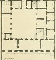 An illustration from Petit uvre d'architecture de Jean Marot, architecte et graveur, ou, Recueil des plans, elevations & coupes de divers anciens edifices de Paris, & de la sépulture des Valois, à S. Denis, avec diverses suites de tombeaux, epitaphes, chapelles, retables d'autels, tabernacles, portes cocheres & autres, &c. & plusieurs petits temples dans le goût antique, qui n'ont jamais paru (1764)