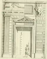 An illustration from Petit uvre d'architecture de Jean Marot, architecte et graveur, ou, Recueil des plans, elevations & coupes de divers anciens edifices de Paris, & de la sépulture des Valois, à S. Denis, avec diverses suites de tombeaux, epitaphes, chapelles, retables d'autels, tabernacles, portes cocheres & autres, &c. & plusieurs petits temples dans le goût antique, qui n'ont jamais paru (1764)