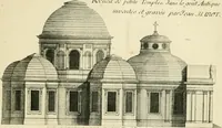 An illustration from Petit uvre d'architecture de Jean Marot, architecte et graveur, ou, Recueil des plans, elevations & coupes de divers anciens edifices de Paris, & de la sépulture des Valois, à S. Denis, avec diverses suites de tombeaux, epitaphes, chapelles, retables d'autels, tabernacles, portes cocheres & autres, &c. & plusieurs petits temples dans le goût antique, qui n'ont jamais paru (1764)