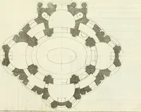 An illustration from Petit uvre d'architecture de Jean Marot, architecte et graveur, ou, Recueil des plans, elevations & coupes de divers anciens edifices de Paris, & de la sépulture des Valois, à S. Denis, avec diverses suites de tombeaux, epitaphes, chapelles, retables d'autels, tabernacles, portes cocheres & autres, &c. & plusieurs petits temples dans le goût antique, qui n'ont jamais paru (1764)