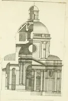An illustration from Petit uvre d'architecture de Jean Marot, architecte et graveur, ou, Recueil des plans, elevations & coupes de divers anciens edifices de Paris, & de la sépulture des Valois, à S. Denis, avec diverses suites de tombeaux, epitaphes, chapelles, retables d'autels, tabernacles, portes cocheres & autres, &c. & plusieurs petits temples dans le goût antique, qui n'ont jamais paru (1764)