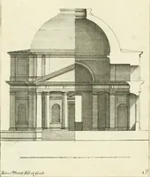 An illustration from Petit uvre d'architecture de Jean Marot, architecte et graveur, ou, Recueil des plans, elevations & coupes de divers anciens edifices de Paris, & de la sépulture des Valois, à S. Denis, avec diverses suites de tombeaux, epitaphes, chapelles, retables d'autels, tabernacles, portes cocheres & autres, &c. & plusieurs petits temples dans le goût antique, qui n'ont jamais paru (1764)