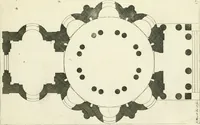 An illustration from Petit uvre d'architecture de Jean Marot, architecte et graveur, ou, Recueil des plans, elevations & coupes de divers anciens edifices de Paris, & de la sépulture des Valois, à S. Denis, avec diverses suites de tombeaux, epitaphes, chapelles, retables d'autels, tabernacles, portes cocheres & autres, &c. & plusieurs petits temples dans le goût antique, qui n'ont jamais paru (1764)