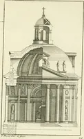 An illustration from Petit uvre d'architecture de Jean Marot, architecte et graveur, ou, Recueil des plans, elevations & coupes de divers anciens edifices de Paris, & de la sépulture des Valois, à S. Denis, avec diverses suites de tombeaux, epitaphes, chapelles, retables d'autels, tabernacles, portes cocheres & autres, &c. & plusieurs petits temples dans le goût antique, qui n'ont jamais paru (1764)