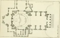 An illustration from Petit uvre d'architecture de Jean Marot, architecte et graveur, ou, Recueil des plans, elevations & coupes de divers anciens edifices de Paris, & de la sépulture des Valois, à S. Denis, avec diverses suites de tombeaux, epitaphes, chapelles, retables d'autels, tabernacles, portes cocheres & autres, &c. & plusieurs petits temples dans le goût antique, qui n'ont jamais paru (1764)