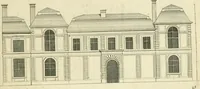 An illustration from Petit uvre d'architecture de Jean Marot, architecte et graveur, ou, Recueil des plans, elevations & coupes de divers anciens edifices de Paris, & de la sépulture des Valois, à S. Denis, avec diverses suites de tombeaux, epitaphes, chapelles, retables d'autels, tabernacles, portes cocheres & autres, &c. & plusieurs petits temples dans le goût antique, qui n'ont jamais paru (1764)