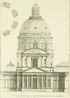 An illustration from Petit uvre d'architecture de Jean Marot, architecte et graveur, ou, Recueil des plans, elevations & coupes de divers anciens edifices de Paris, & de la sépulture des Valois, à S. Denis, avec diverses suites de tombeaux, epitaphes, chapelles, retables d'autels, tabernacles, portes cocheres & autres, &c. & plusieurs petits temples dans le goût antique, qui n'ont jamais paru (1764)