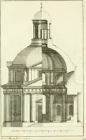 An illustration from Petit uvre d'architecture de Jean Marot, architecte et graveur, ou, Recueil des plans, elevations & coupes de divers anciens edifices de Paris, & de la sépulture des Valois, à S. Denis, avec diverses suites de tombeaux, epitaphes, chapelles, retables d'autels, tabernacles, portes cocheres & autres, &c. & plusieurs petits temples dans le goût antique, qui n'ont jamais paru (1764)