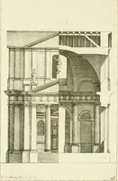 An illustration from Petit uvre d'architecture de Jean Marot, architecte et graveur, ou, Recueil des plans, elevations & coupes de divers anciens edifices de Paris, & de la sépulture des Valois, à S. Denis, avec diverses suites de tombeaux, epitaphes, chapelles, retables d'autels, tabernacles, portes cocheres & autres, &c. & plusieurs petits temples dans le goût antique, qui n'ont jamais paru (1764)
