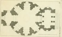 An illustration from Petit uvre d'architecture de Jean Marot, architecte et graveur, ou, Recueil des plans, elevations & coupes de divers anciens edifices de Paris, & de la sépulture des Valois, à S. Denis, avec diverses suites de tombeaux, epitaphes, chapelles, retables d'autels, tabernacles, portes cocheres & autres, &c. & plusieurs petits temples dans le goût antique, qui n'ont jamais paru (1764)
